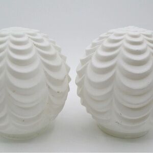 MCM RIBBED SCALLOPED DRAPERY ROUND FROST GLASS BALL LIGHT FIXTURE GLOBE 6"x3"